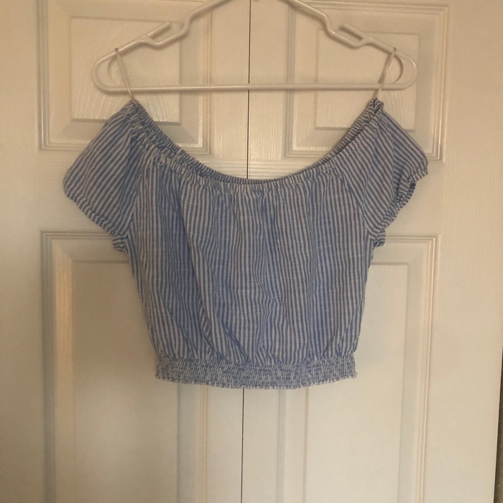 Off the shoulder striped crop top